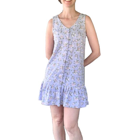 Vintage Rampage 90’s Purple Dress Full Button Floral Size Medium Coquette Flirty - Picture 3 of 15